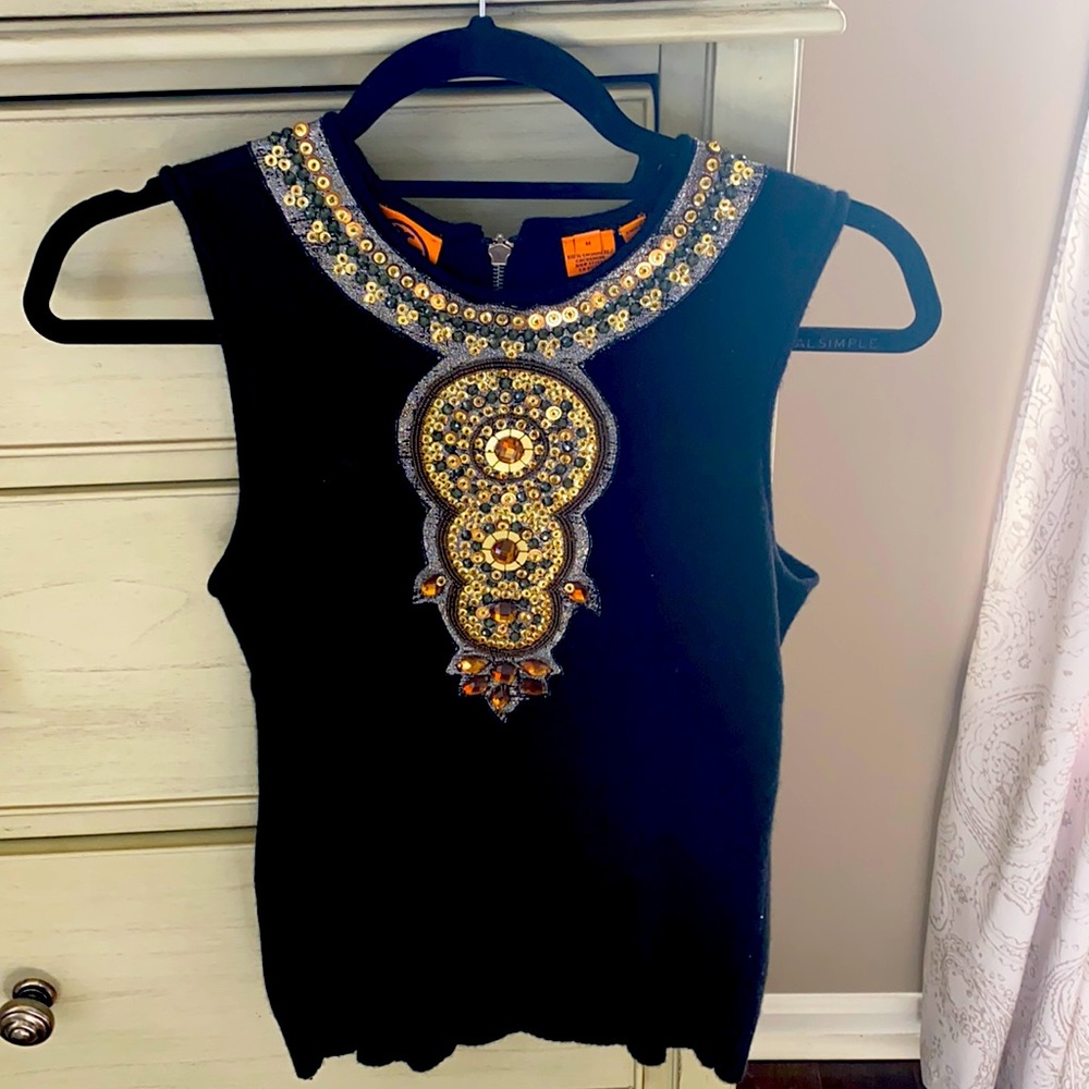 Tory Burch Cashmere Bedazzled Sweater